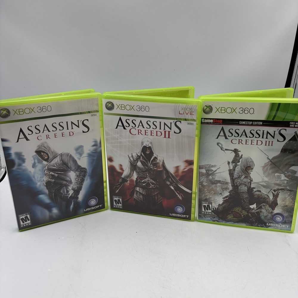 Xbox 360 Assassin's Creed Bundle Lot of 3 Games 1, 2 & 3 Missing Disk 1 #2